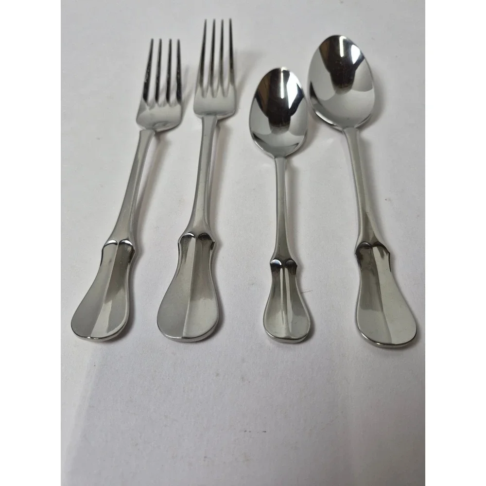 Wallace Elite 18/10 Stainless Flatware Continental Bead 4 Piece Set Forks Spoons